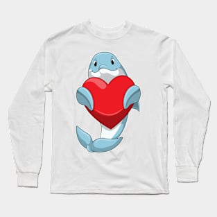 Dolphin with Heart Long Sleeve T-Shirt